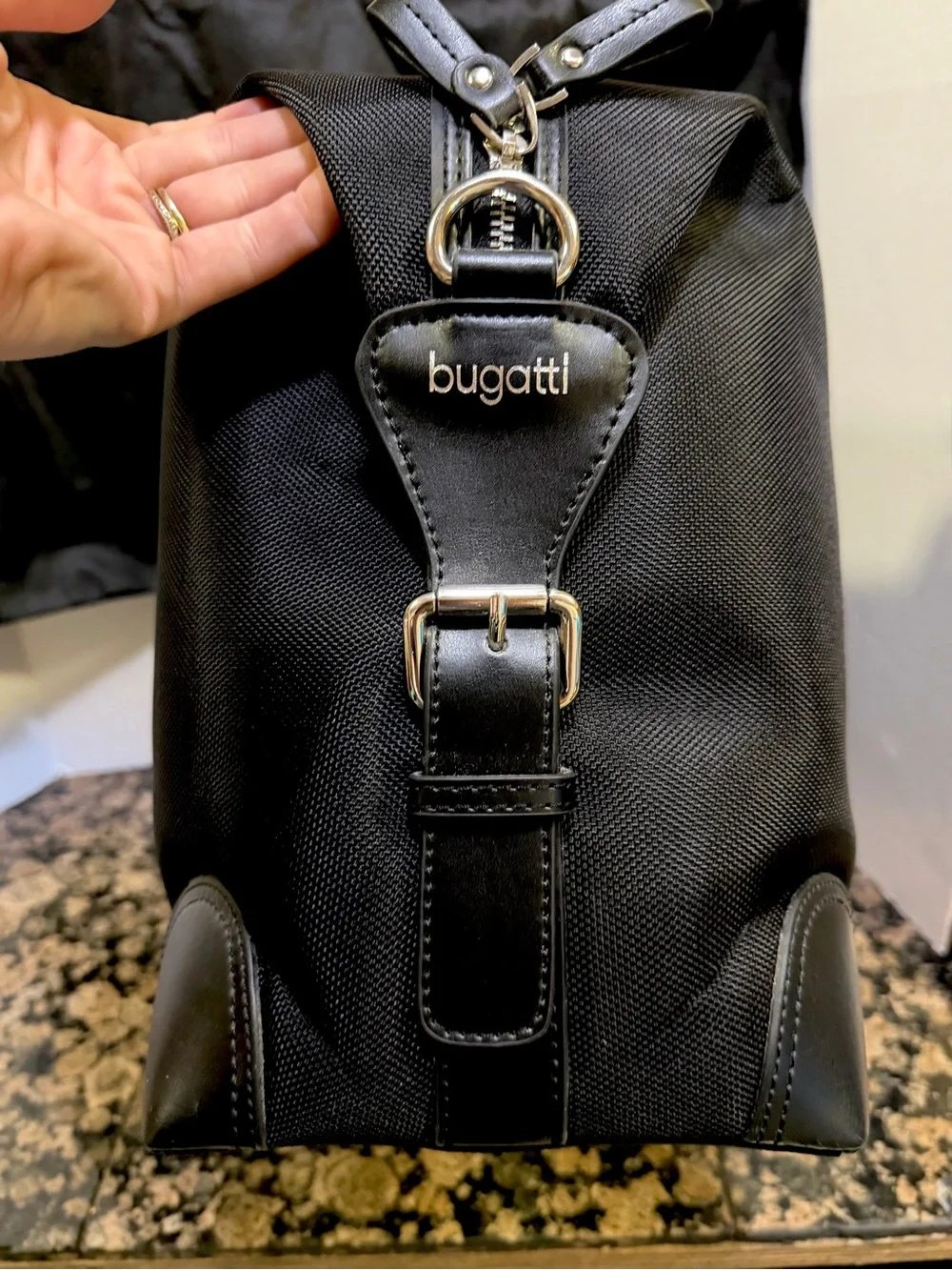 NWT Bugatti Isle of Man Black Ballistic Nylon Duffel Bag Travel Weekender